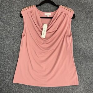 NWT Rio & Rian Pink Cowl Neck Chain Shoulder Sleeveless Top Women's Medium
